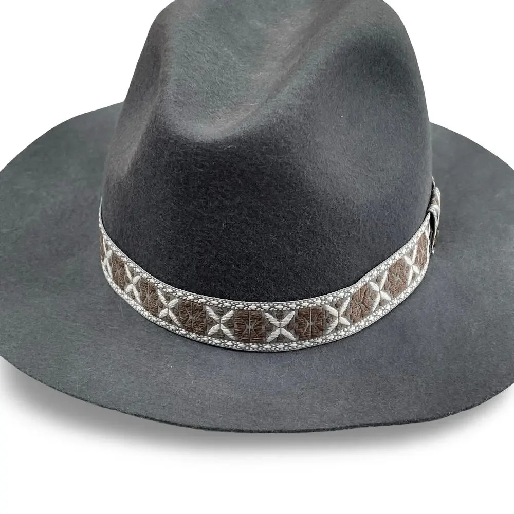 Gelso Bianco Italy Fedora Hat Gray 100% Wool NWT Chain Link Trim Made in Italy